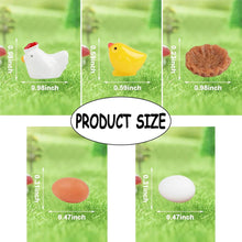 Load image into Gallery viewer, 28pcs Mini Chick Hen Family Resin Figurines with Eggs and Nests, Farm Animal Miniatures for Fairy Garden, Easter, Terrarium & DIY Crafts
