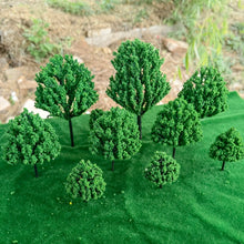 Load image into Gallery viewer, 100 pcs Mixed 3-12cm Miniature Green Model Trees for Dioramas, Railway Scenery, Sand Table, DIY crafts, and Architectural Layouts