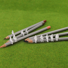 Load image into Gallery viewer, 100pcs HO Scale 1:87 Unpainted Seated Figures, White Miniature People for Model Train Layouts, Dioramas, Railway Scenes & Building Projects