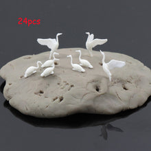 Load image into Gallery viewer, 24 pcs Miniature White Crane Bird Animal Unpainted Figures 1:75 Models OO Scale Garden Landscape Scenery Layout Accessories Diorama Supplies
