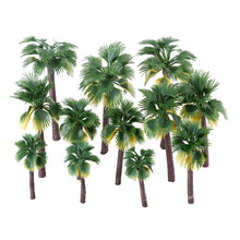 Load image into Gallery viewer, 12 pcs 8-16cm Mixed Miniature Coconut Palm Tree Models Train Railway Accessories Fairy Garden Landscape Terrarium Diorama Craft Supplies