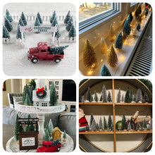 Load image into Gallery viewer, 30pcs Miniature Bottle Brush Christmas Trees with Snow in 5 Sizes with Wooden Bases for Tabletops, Windowsills, Party Décor, and DIY crafts