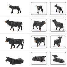 Load image into Gallery viewer, 36pcs Miniature Black Cow Figures HO Scale 1:87 Animals for Diorama Model Scenery