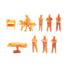 Load image into Gallery viewer, 10 pcs Miniature Doctor Nurse Patient Surgery Emergency Bed Unpainted Figure 1:64 Model Hospital Scene Layout Accessories Diorama Supplies