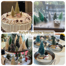 Load image into Gallery viewer, 30pcs Miniature Bottle Brush Christmas Trees with Snow in 5 Sizes with Wooden Bases for Tabletops, Windowsills, Party Décor, and DIY crafts