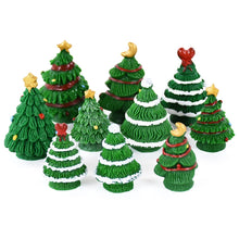 Load image into Gallery viewer, 12pcs Mini Resin Christmas Trees, Tiny Fairy Garden Decorations, Miniature Model Trees for DIY Crafts, Terrarium, Moss, or Holiday Displays
