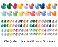 Load image into Gallery viewer, 100 pcs Mixed Miniature Little Duck Model Glow in Dark DIY Dollhouse Landscape Fairy Garden Accessories Terrarium Diorama Craft Supplies