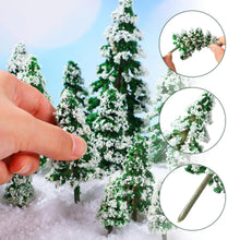 Load image into Gallery viewer, 19pcs Miniature Snowy Pine Trees - Model Railway Diorama Scenery