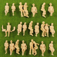Load image into Gallery viewer, 30pcs Unpainted Miniature Seated People Figures, 1:25 Scale Model Train Layouts, Craft Projects