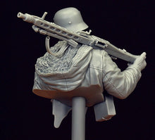 Load image into Gallery viewer, WWII MG42 Gunner Totenkopf Division Kharkov 1943 Unpainted Resin Figure 1/16 Scale Unassembled Bust Model