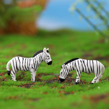 Load image into Gallery viewer, Miniature Zebra Figures Set, Small Scale Animal Models for Diorama, Model Train Layout, Scenery Craft Supplies (12pcs)