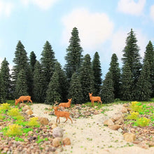 Load image into Gallery viewer, 20pcs HO O N Z Scale Pine Trees with 4 Moose Deer Figures Model for Train Railway Layout, Diorama, Miniature Forest Craft Supplies