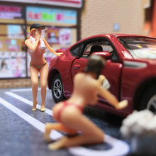 Load image into Gallery viewer, Miniature Bikini Car Wash Sexy Girl Woman People Figure 1:64 Models Dollhouse Building Landscape Scene Accessories Diorama Supplies