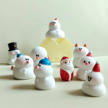 Load image into Gallery viewer, 9pcs Mini Christmas Snowman Figurines Cute Winter Miniatures for Fairy Garden, Dollhouse, Terrarium, Bonsai, DIY Crafts & Holiday Decor