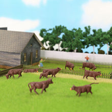 Load image into Gallery viewer, 36pcs Miniature Brown Cow Figures, HO Scale 1:87 Animals, Model Train Diorama Supplies