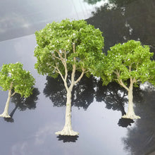 Load image into Gallery viewer, 10/15/18/23/28cm Miniature White Flowering Green Tree Model Train Railway Layout Dollhouse Garden Landscape Terrarium Diorama Craft Supplies