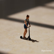 Load image into Gallery viewer, Miniature Scooter Girl People Unpainted Figure 1/87 1/64 Model Street Building Landscape Scenery Layout Accessories Diorama Supplies