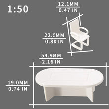 Load image into Gallery viewer, 7 pcs Miniature Conference Table Chair Furniture Set Blank Unpainted Models 1:50/75 Scale DIY Layout Dollhouse Decor Diorama Craft Supplies