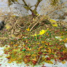 Load image into Gallery viewer, Miniature Static Grass Flock with Leaf Scatter, Diorama Terrain, Model Railway & Wargaming Scenery