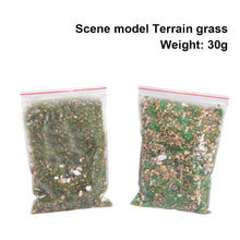 Load image into Gallery viewer, 30g Static Grass Cluster Powder with Stones and Leaves for Diorama Railway Scene Building Sand Table Landscape Decoration Craft Supply