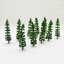 Load image into Gallery viewer, 10pcs Miniature Pine Trees 8.5cm, HO Scale Model Scenery for Diorama Railway Landscapes