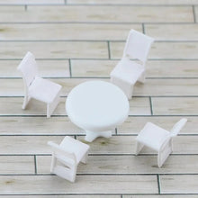 Load image into Gallery viewer, 5 pcs Miniature Table Chair Furniture Set Blank Unpainted Models 1:50/75/100 Scale DIY Layout Dollhouse Decor Diorama Craft Supplies