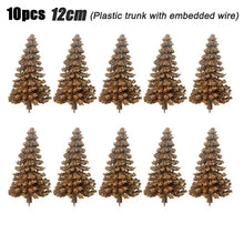 Load image into Gallery viewer, 10pcs Miniature Pine Trees 4-12cm, HO OO Scale for Model Train Scenery, Diorama Projects.