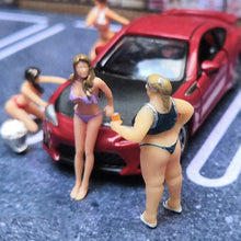 Load image into Gallery viewer, Miniature Bikini Car Wash Sexy Girl Woman People Figure 1:64 Models Dollhouse Building Landscape Scene Accessories Diorama Supplies