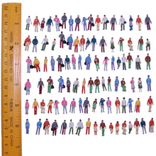 Load image into Gallery viewer, 100pcs Miniature People Figures HO Scale 1:87 – Standing & Sitting Passengers for Model Train Layouts, Dioramas, Scenery Crafts