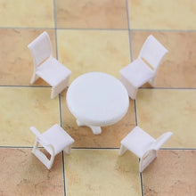 Load image into Gallery viewer, 5 pcs Miniature Table Chair Furniture Set Blank Unpainted Models 1:50/75/100 Scale DIY Layout Dollhouse Decor Diorama Craft Supplies
