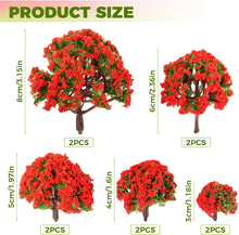 Load image into Gallery viewer, 10pcs Miniature Red Flower Model Trees for HO Scale Railway Layout, Diorama, Train Scenery, Landscape, Dollhouse, Terrarium, Craft Supply