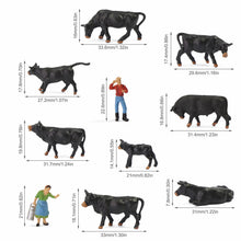 Load image into Gallery viewer, 36pcs Miniature Black Cow Figures HO Scale 1:87 Animals for Diorama Model Scenery