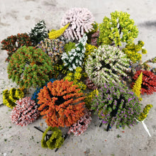 Load image into Gallery viewer, 30/50 pcs Mixed Miniature Flowering Tree Models Train Railway Layout Accessories DIY Landscape Dollhouse Terrarium Diorama Craft Supplies