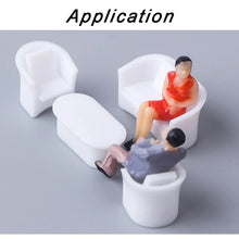 Load image into Gallery viewer, 4 pcs Miniature Sofa Table Furniture Set Blank Unpainted Models 1:75/100/150 Scale DIY Layout Dollhouse Decor Diorama Craft Supplies