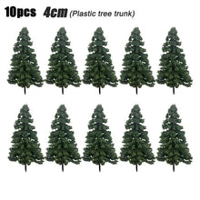 Load image into Gallery viewer, 10pcs Miniature Pine Trees 4-12cm, HO OO Scale for Model Train Scenery, Diorama Projects.