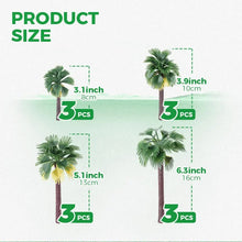 Load image into Gallery viewer, 12 pcs 8-16cm Mixed Miniature Coconut Palm Tree Models Train Railway Accessories Fairy Garden Landscape Terrarium Diorama Craft Supplies