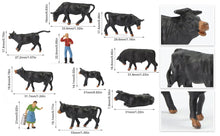 Load image into Gallery viewer, 36 pcs Miniature Shepherd Black Brown Cow Animal 1:87 Figures HO Scale Models Garden Scenery Landscape Layout Accessories Diorama Supplies