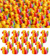 Load image into Gallery viewer, 100pcs Mini Rainbow Resin Ducks, Tiny Duck Miniatures, Fairy Garden Supplies, Dollhouse Accessories
