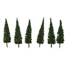 Load image into Gallery viewer, 50 pcs Miniature Dark Green Pagoda Trees 1:100 Models Railway Accessories Forest Fairy Garden Landscape Terrarium Diorama Craft Supplies