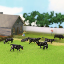 Load image into Gallery viewer, 36pcs Miniature Black Cow Figures HO Scale 1:87 Animals for Diorama Model Scenery