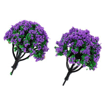 Load image into Gallery viewer, 10 pcs 6cm Miniature Purple Flowering Tree Models Train Railway Layout Accessories DIY Landscape Dollhouse Terrarium Diorama Craft Supplies