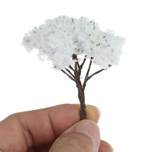 Load image into Gallery viewer, 10 pcs 6.5cm Miniature White Flowering Wire Tree Model Railway Layout Accessories DIY Landscape Dollhouse Terrarium Diorama Craft Supplies