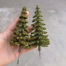 Load image into Gallery viewer, 2 pcs 12cm Miniature Autumn Winter Pine Tree Model Train Railway DIY Scenery Dollhouse Garden Landscape Terrarium Diorama Craft Supplies