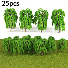 Load image into Gallery viewer, 25 pcs 5.5cm Miniature Willow Tree Models Train Railway Accessories Forest Fairy Garden Landscape Terrarium Diorama Craft Supplies
