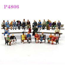 Load image into Gallery viewer, 25 pcs Miniature Sitting Seated Passenger People Different Poses 1:48 Figure O Scale Model Train Railway Scene Accessories Diorama Supplies