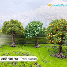 Load image into Gallery viewer, 10cm Miniature Fruit Tree Model – Red Apple, Lemon, Orange Trees for Dioramas, Model Train Layouts, Sand Tables, Dollhouse and Landscaping