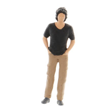 Load image into Gallery viewer, Miniature Black T-Shirt Man Car Repair People Figure 1:64 Model Sand Table Layout Building Street Landscape Accessories Diorama Supplies
