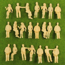 Load image into Gallery viewer, 18 pcs Miniature Sitting Seated Passenger People 1:25 Unpainted Figure G Scale Model Railway Scenery Layout Accessories Diorama Supplies