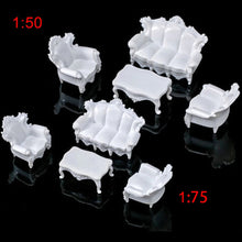 Load image into Gallery viewer, 4 pcs Miniature Sofa Table European-Style Furniture Blank Unpainted Models 1:50/75 Scale DIY Layout Dollhouse Decor Diorama Craft Supplies