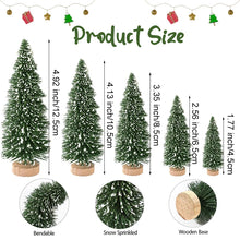 Load image into Gallery viewer, 30pcs Miniature Bottle Brush Christmas Trees with Snow in 5 Sizes with Wooden Bases for Tabletops, Windowsills, Party Décor, and DIY crafts